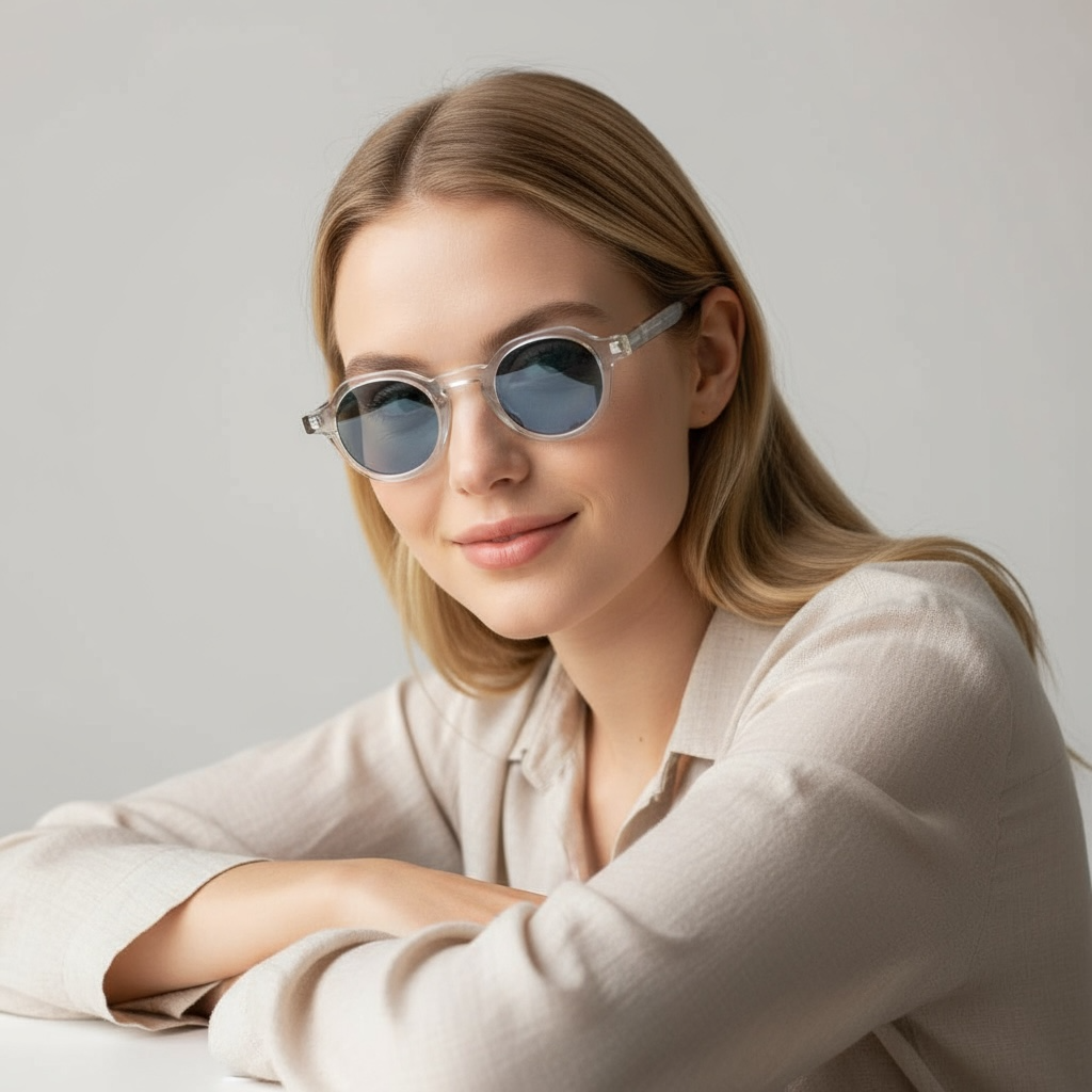 Style Rond Transparent & Bleu