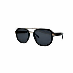 Lunette homme noire carrée avec finition métallique
