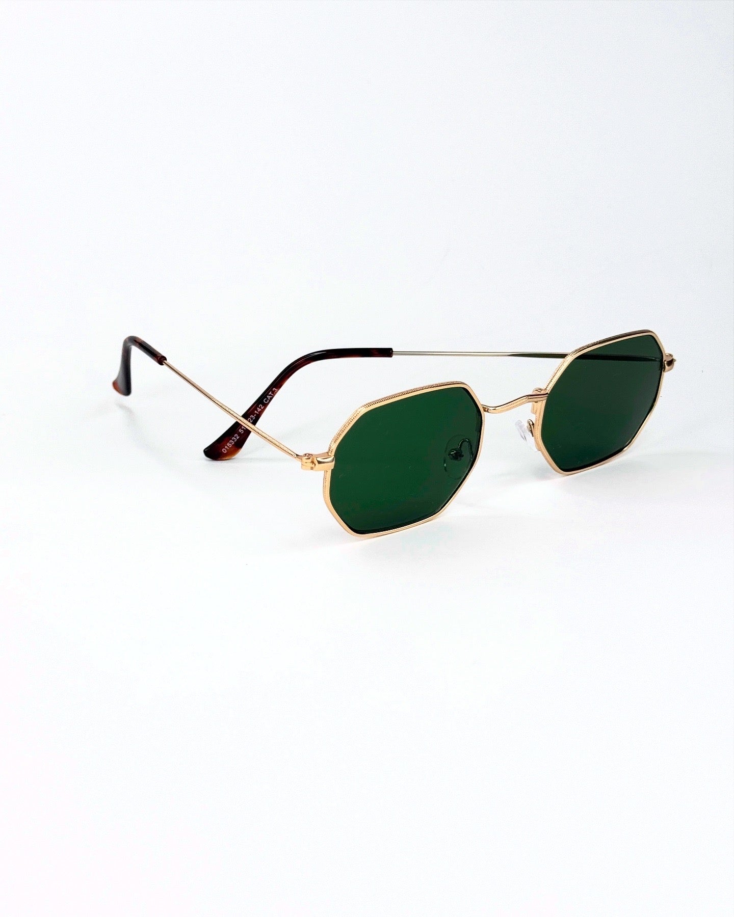 Lunettes de soleil octogonales à monture dorée – Élégance géométrique