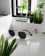 City Vision Octogonales Dorées – Verres Noirs Profonds