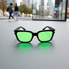 Monture noire & verres verts