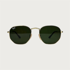 Lunettes de soleil vertes unisexes – Monture dorée