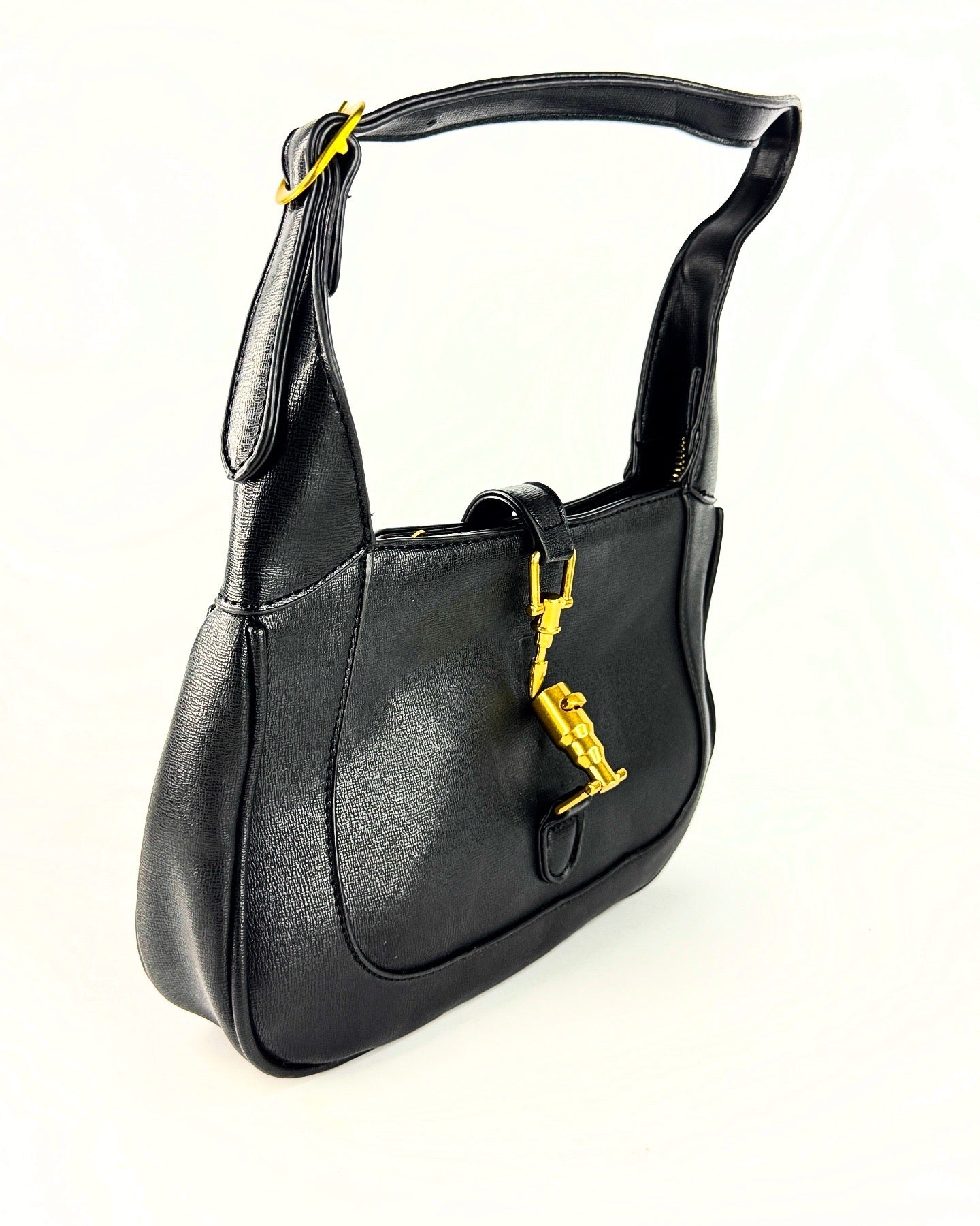 Sac à main en cuir avec garniture dorée – Disponible en noir, vert et bordeaux