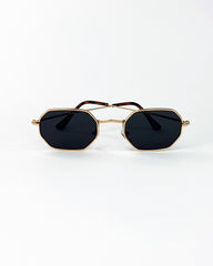 Lunettes de soleil octogonales à monture dorée – Élégance géométrique
