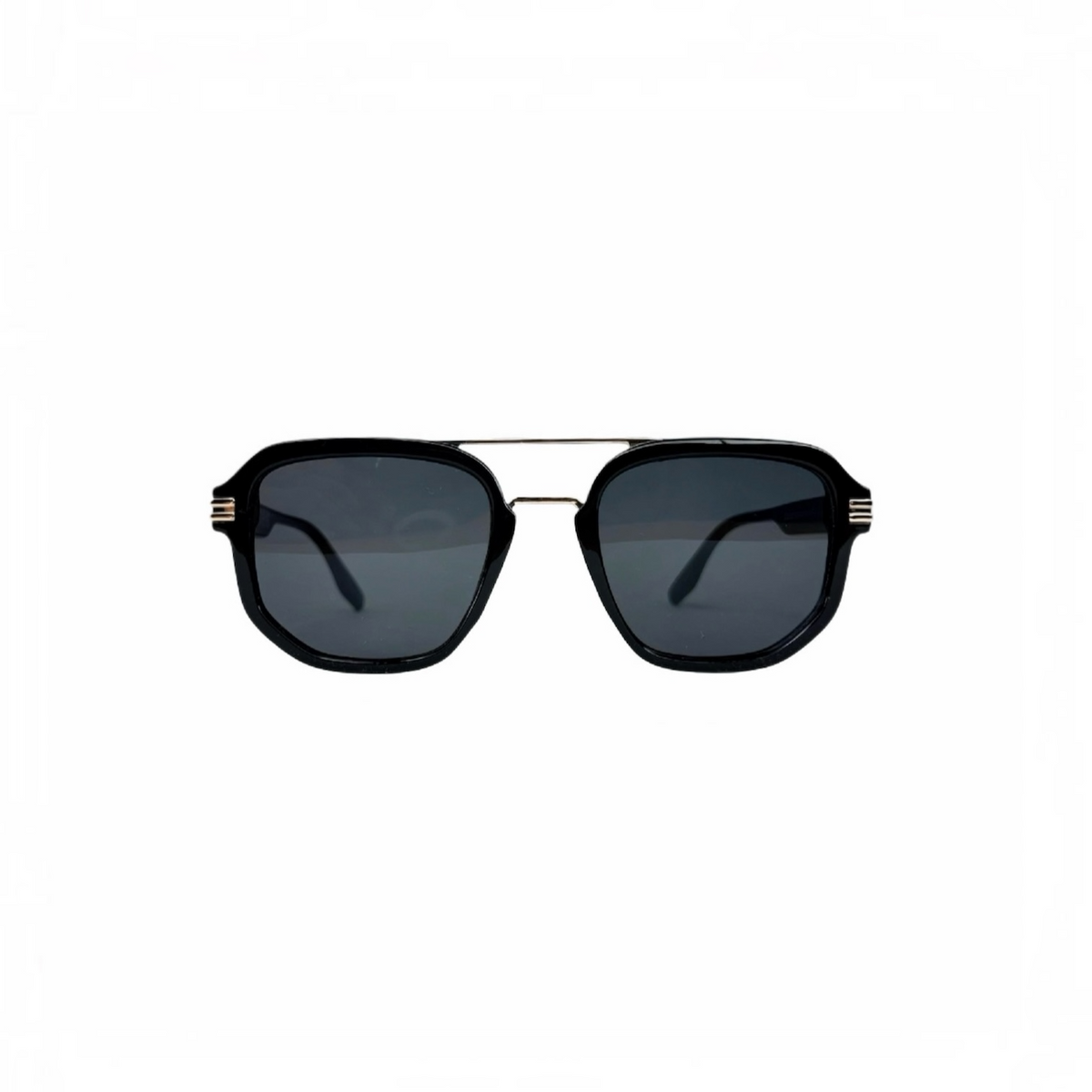 Lunette homme noire carrée avec finition métallique