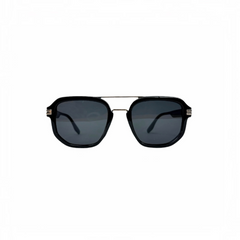 Lunette homme noire carrée avec finition métallique