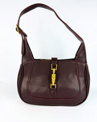 Sac à main en cuir avec garniture dorée – Disponible en noir, vert et bordeaux