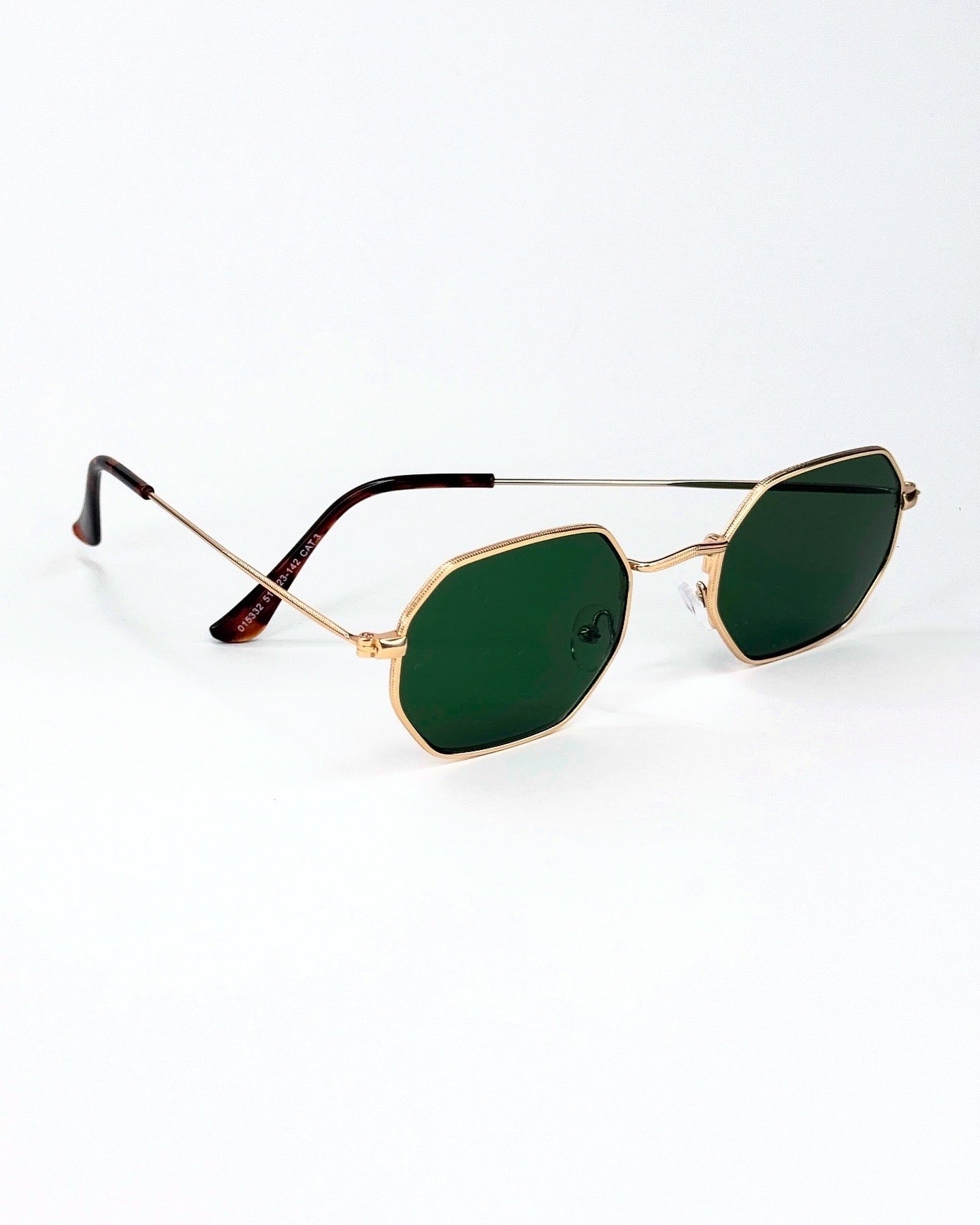 Lunettes de soleil octogonales à monture dorée – Élégance géométrique