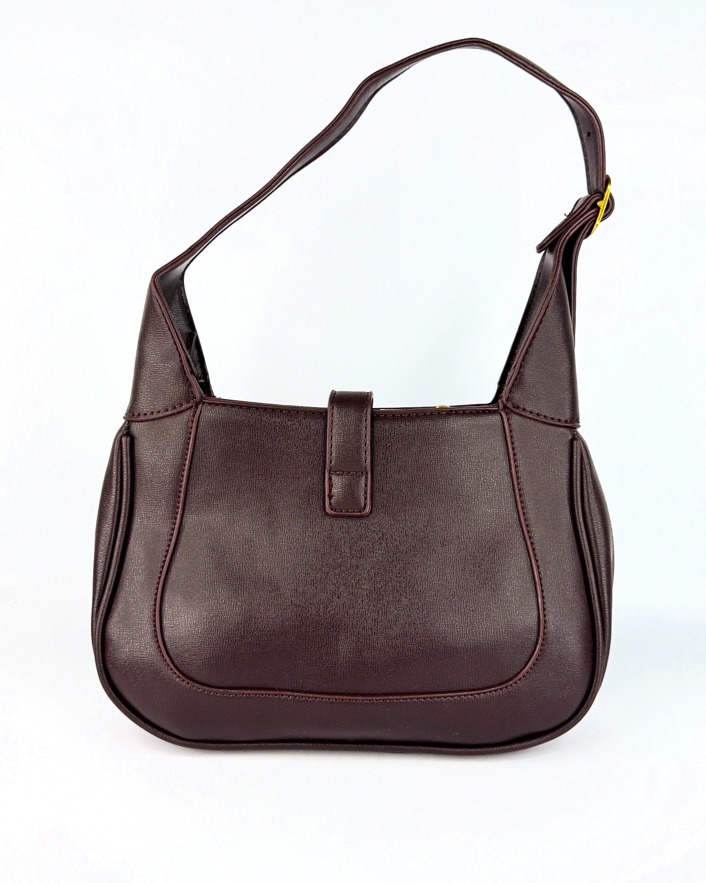 Sac à main en cuir avec garniture dorée – Disponible en noir, vert et bordeaux