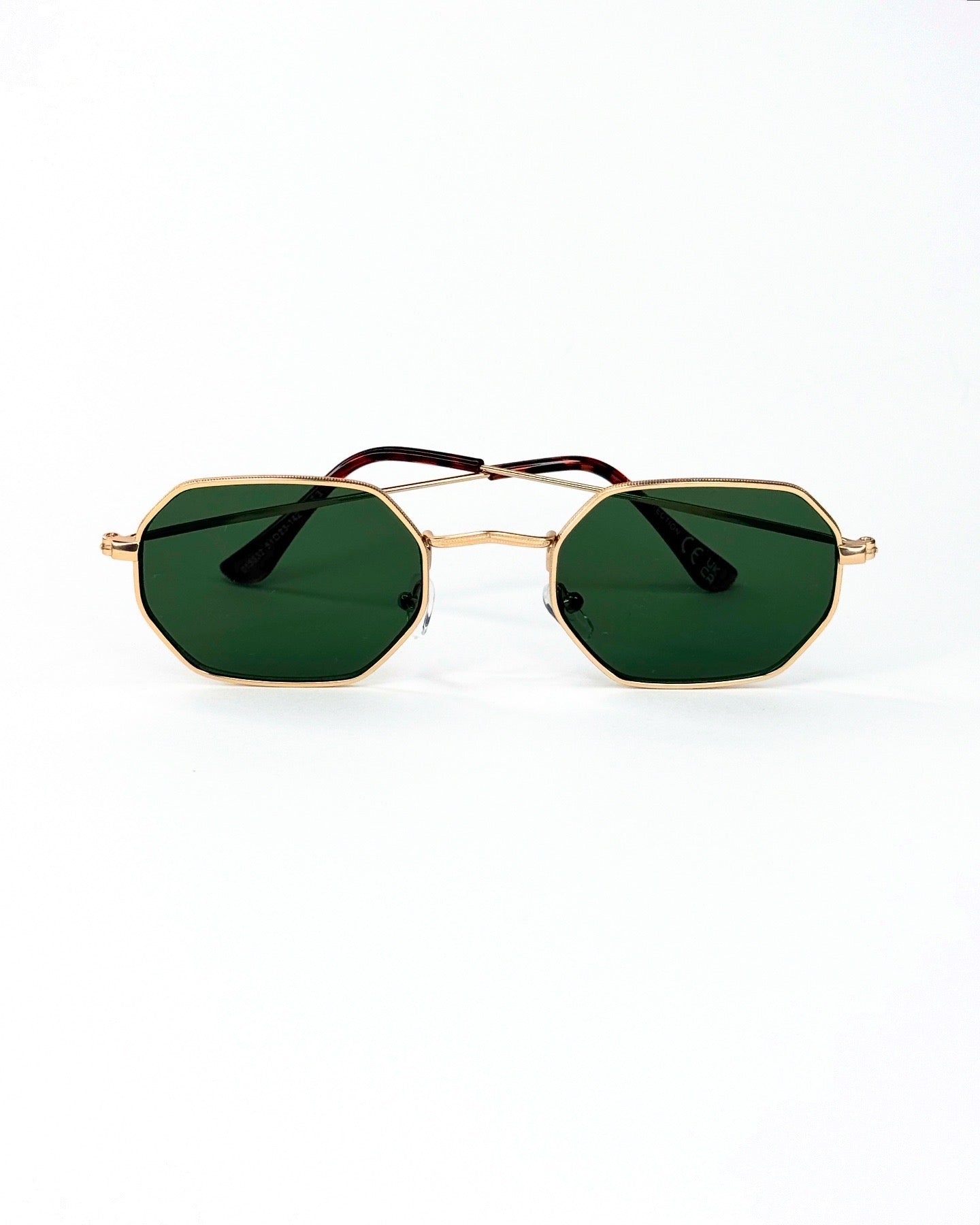 Lunettes de soleil octogonales à monture dorée – Élégance géométrique