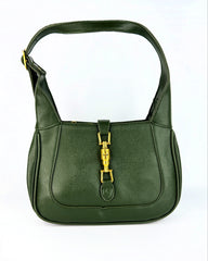 Sac à main en cuir avec garniture dorée – Disponible en noir, vert et bordeaux