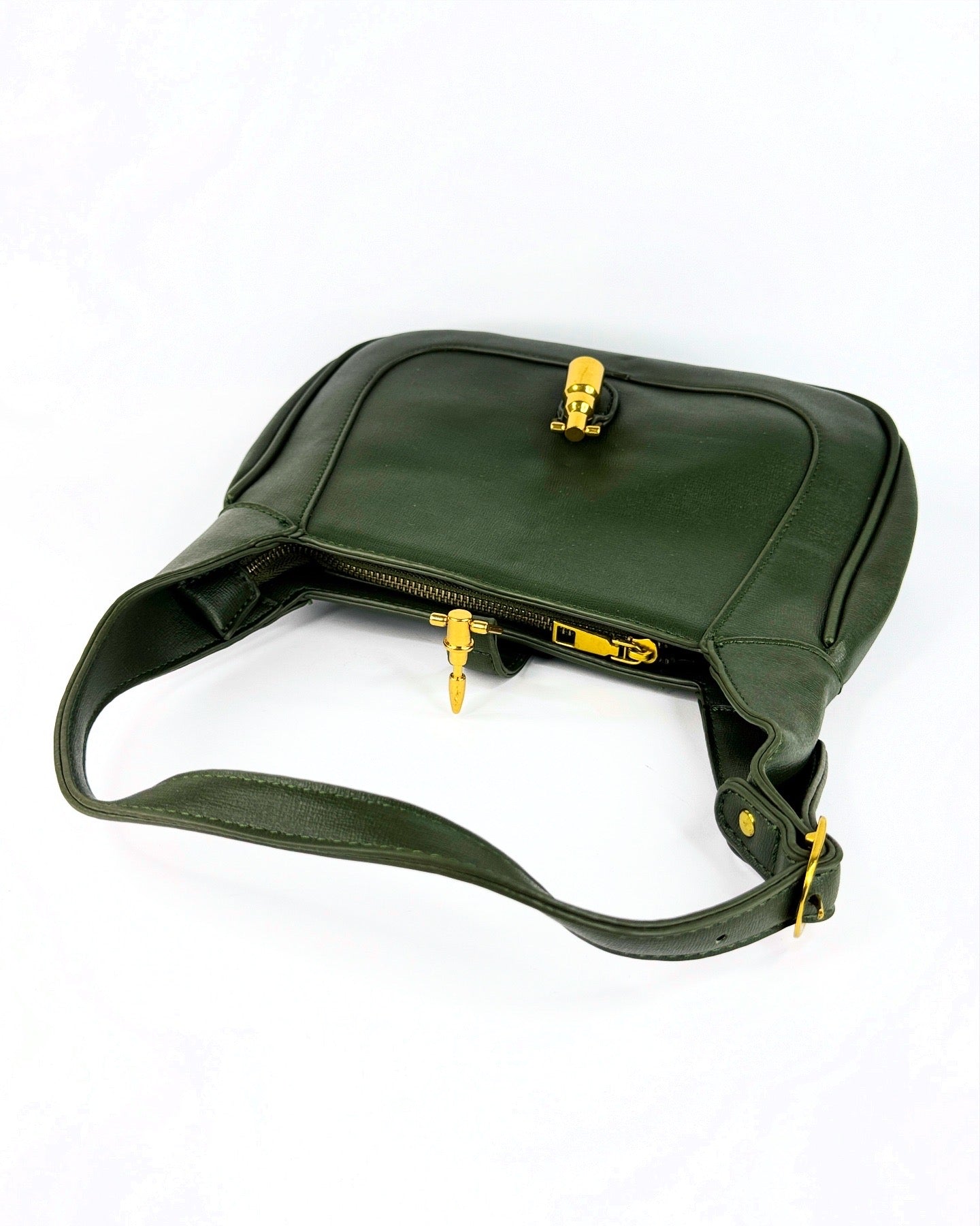 Sac à main en cuir avec garniture dorée – Disponible en noir, vert et bordeaux