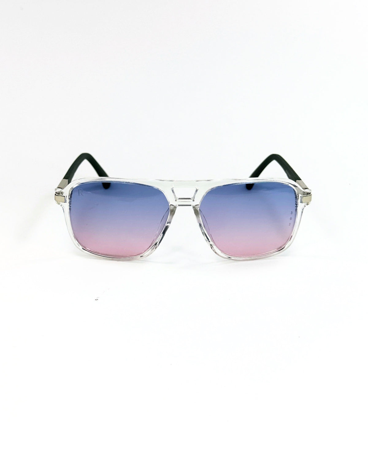 Lunettes Dégradé Bleu Rose – Monture Transparente & Branches Noires