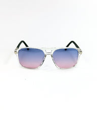 Lunettes Dégradé Bleu Rose – Monture Transparente & Branches Noires