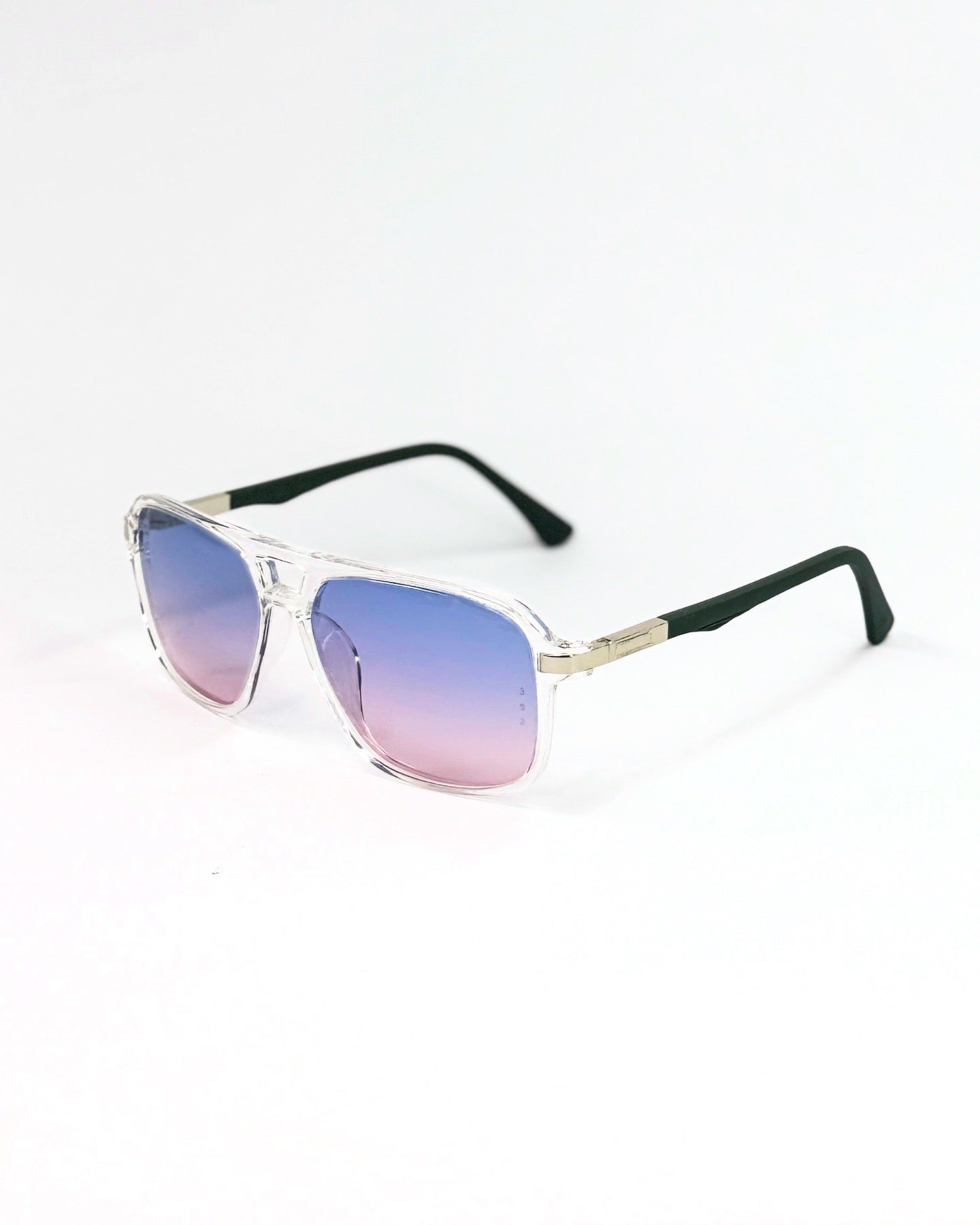 Lunettes Dégradé Bleu Rose – Monture Transparente & Branches Noires