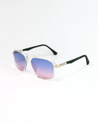 Lunettes Dégradé Bleu Rose – Monture Transparente & Branches Noires